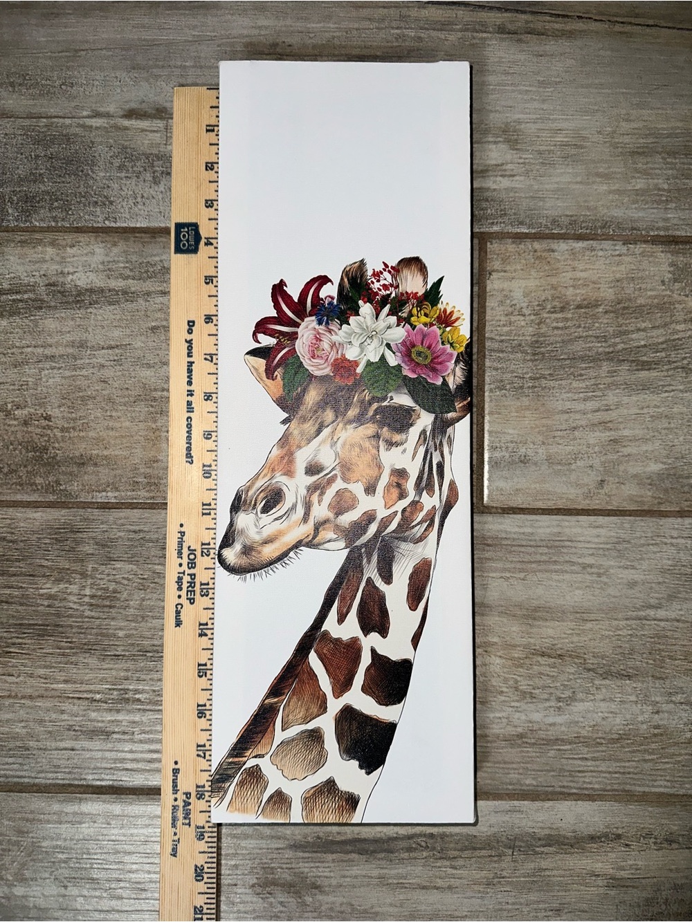 Floral Crown Giraffe Wall Art - Brown & Cream Canvas 🌸🦒